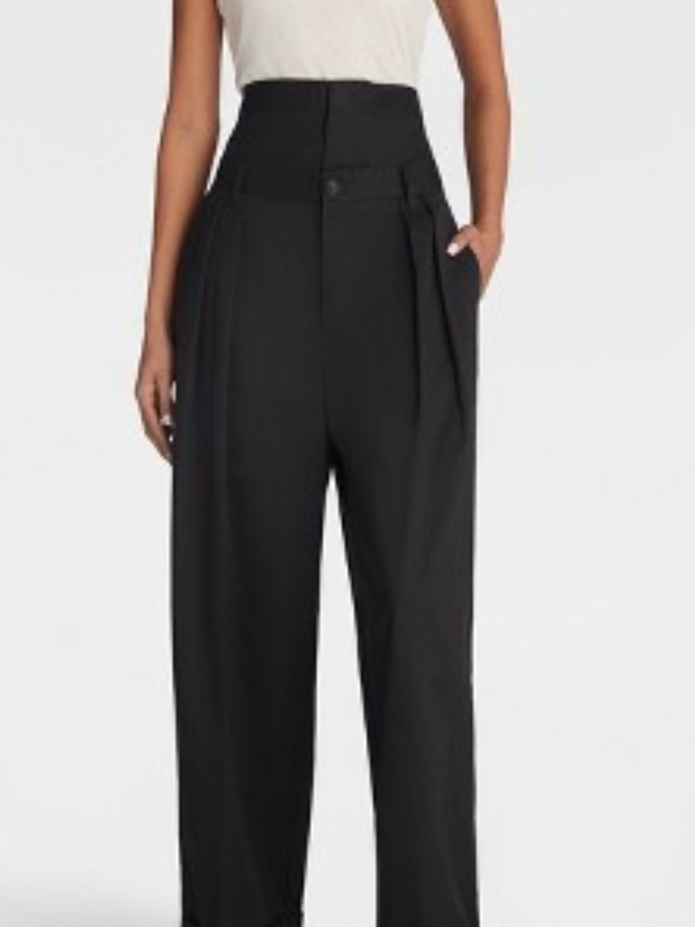 Women's High-Waist Pleated Wide-Leg Pants - Black XL KBB by KAHLANA retail $60